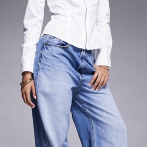 ASOS DESIGN slim fitted zip up shirt in white